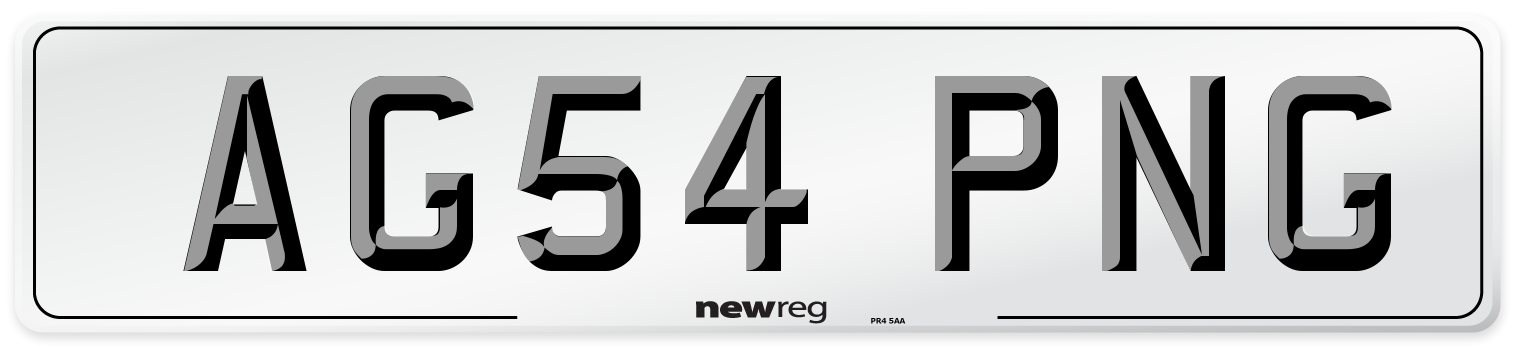 AG54 PNG Number Plate from New Reg
